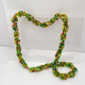 Vintage Multicolor Seed Bead Twisted Rope Necklace